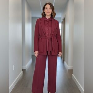 Butte VINTAGE 3 Pc. Burgundy Sweat Pants Suit Size 10 Petite Large